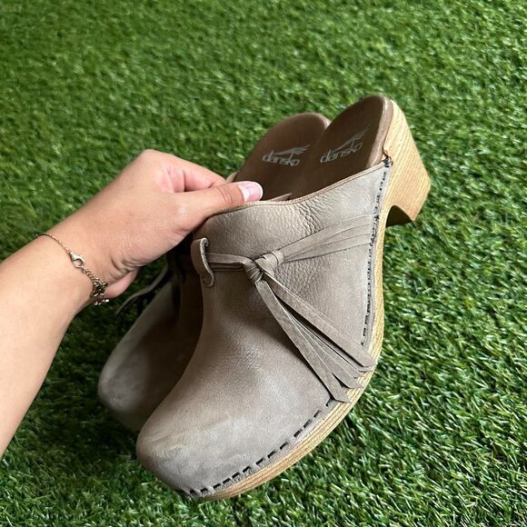 DANSKO taupe grey leather clogs - Picture 5 of 6